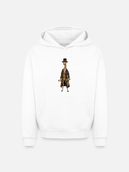 Giraffe Explorer Steampunk Chic Zylinder - Oversized Heavyweight Unisex Hoodie - Weiß