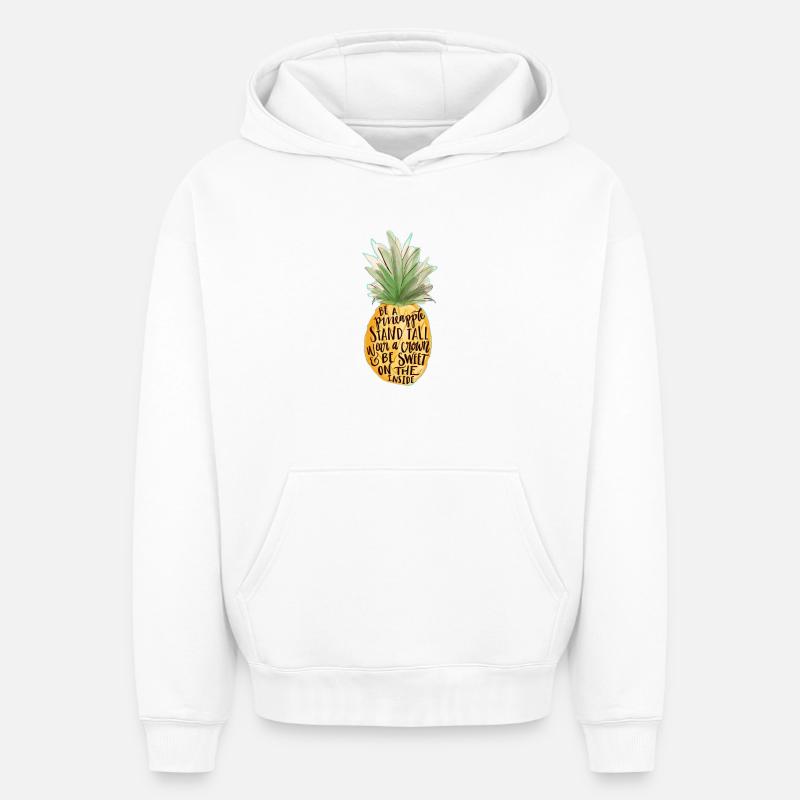 Ananas - Sweat à capuche unisexe oversize épais SPREAD - blanc