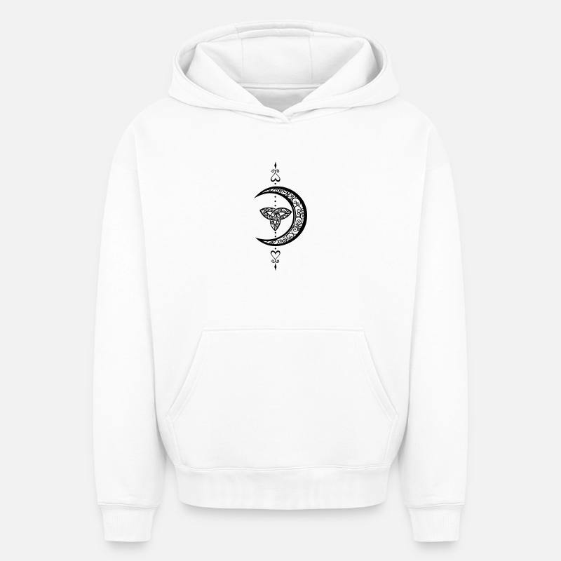 Mond Celtic Trinity Lune - Sweat à capuche unisexe oversize épais SPREAD - blanc