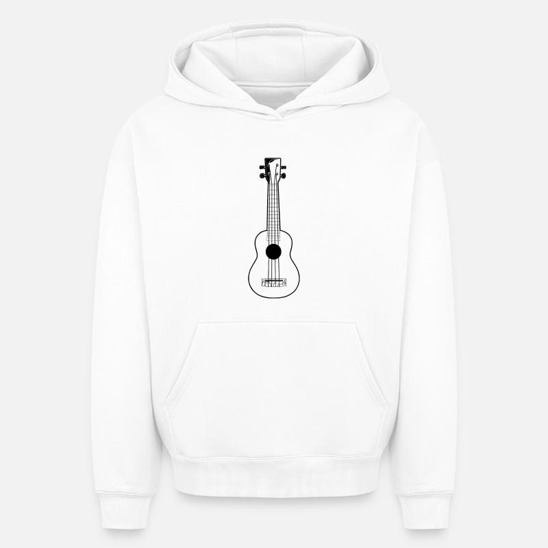 Dessin de ukulélé - Sweat à capuche unisexe oversize épais SPREAD - blanc