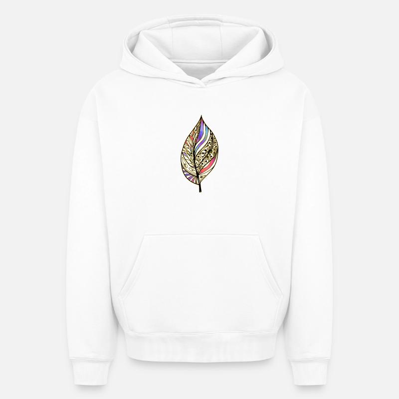 feuille - Sweat à capuche unisexe oversize épais SPREAD - blanc
