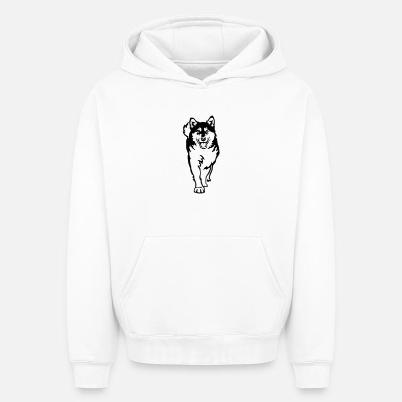 Malamute d’Alaska - Sweat à capuche unisexe oversize épais SPREAD - blanc
