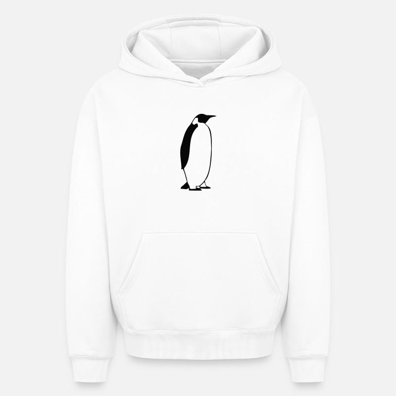 Pingouin2 - Sweat à capuche unisexe oversize épais SPREAD - blanc