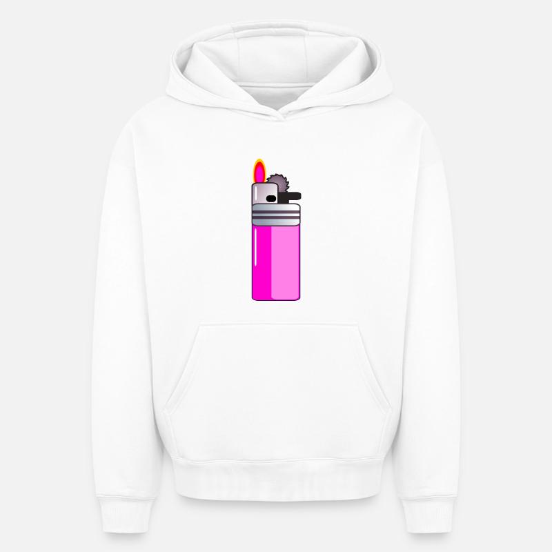 Briquet FIRE - Sweat à capuche unisexe oversize épais SPREAD - blanc