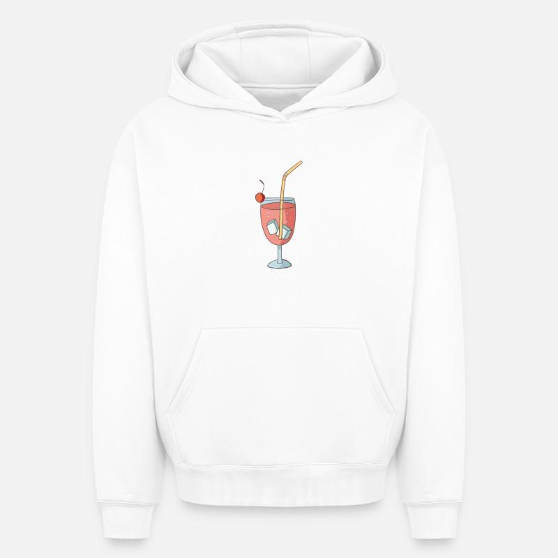 Un verre - Sweat à capuche unisexe oversize épais SPREAD - blanc