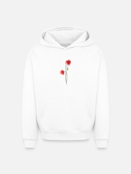 Blume: roter Mohn - Oversized Heavyweight Unisex Hoodie - Weiß
