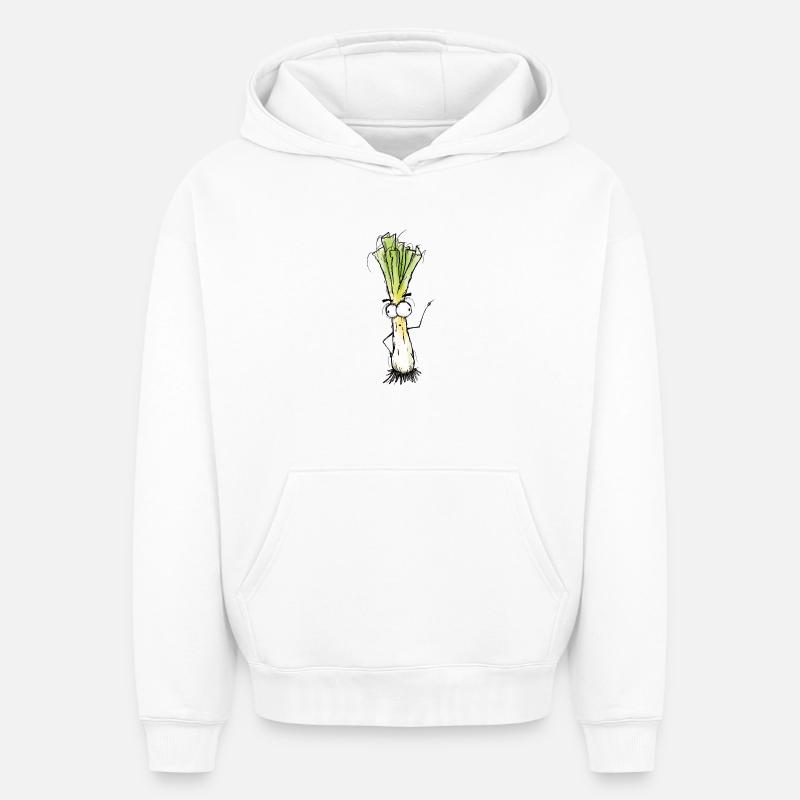 Poireau - Sweat à capuche unisexe oversize épais SPREAD - blanc