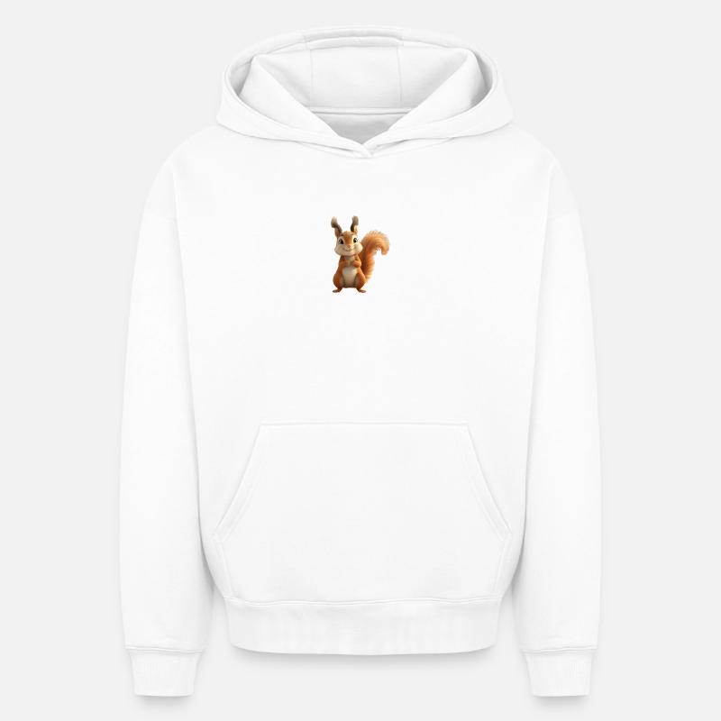 Ecureuil effet cartoon - Sweat à capuche unisexe oversize épais SPREAD - blanc