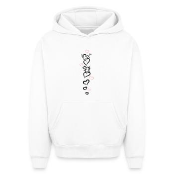 Little moms with many hearts. Women power. - Oversized Heavyweight Unisex Hoodie - white - Front - AI Model Female 172 dark (172cm) & AI Model Male 185 light (185cm)