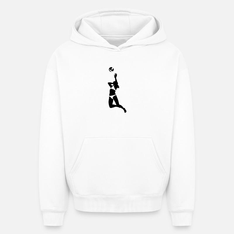 Volley-ball - Sweat à capuche unisexe oversize épais SPREAD - blanc