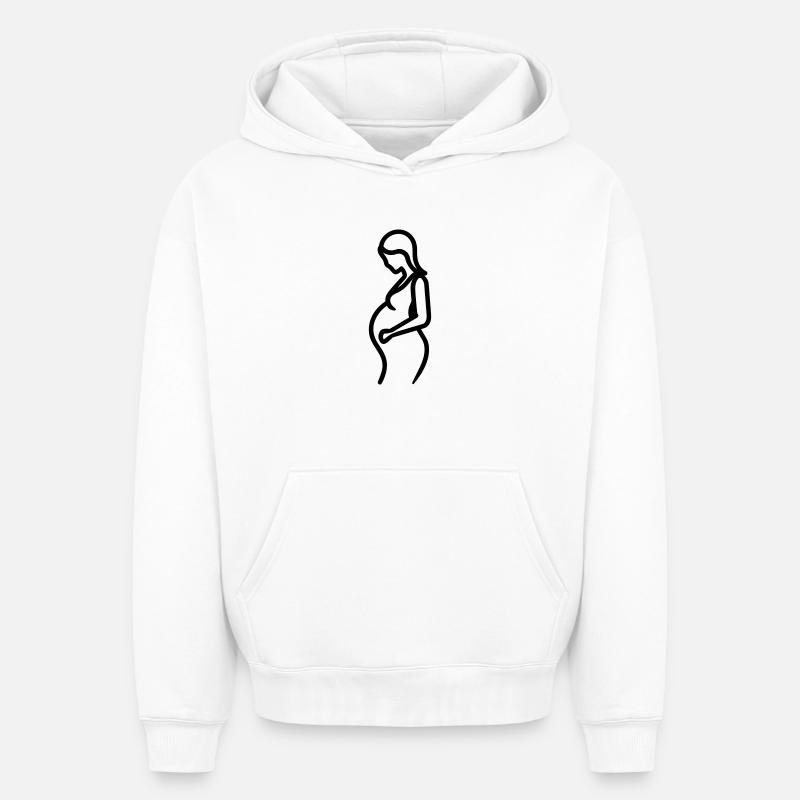 femme enceinte - Sweat à capuche unisexe oversize épais SPREAD - blanc