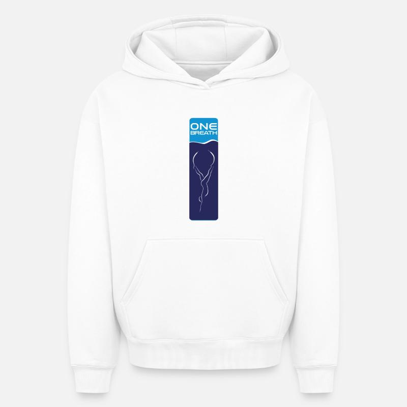 Emblème d’apnée UN souffle - Sweat à capuche unisexe oversize épais SPREAD - blanc