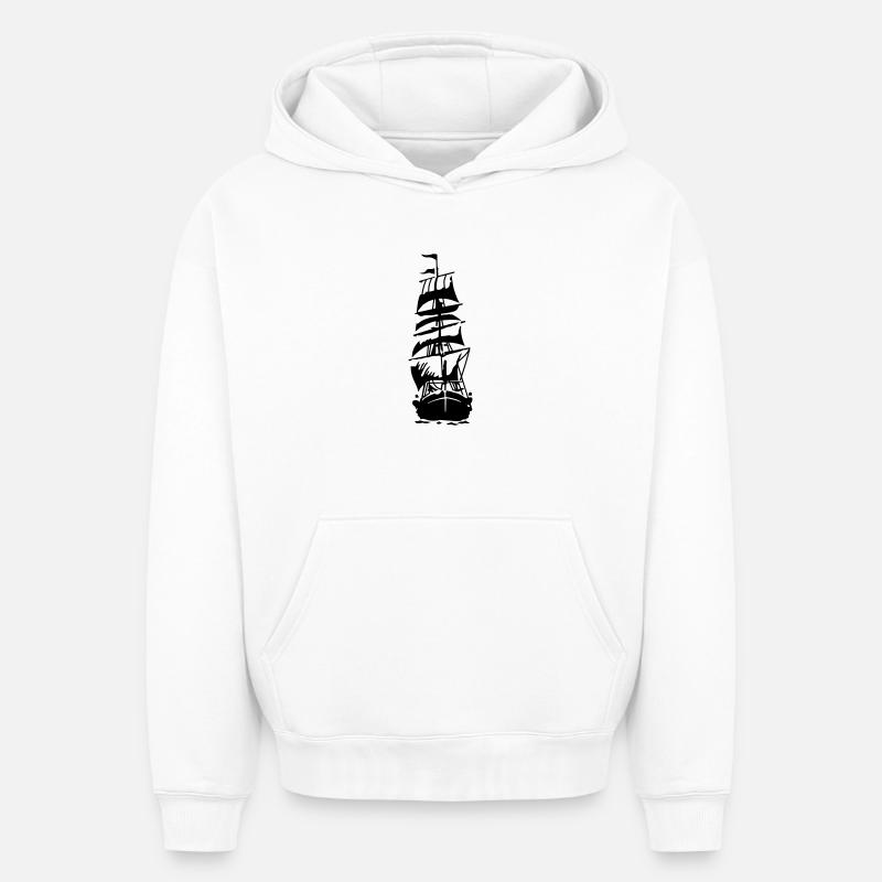 Ship - Sweat à capuche unisexe oversize épais SPREAD - blanc
