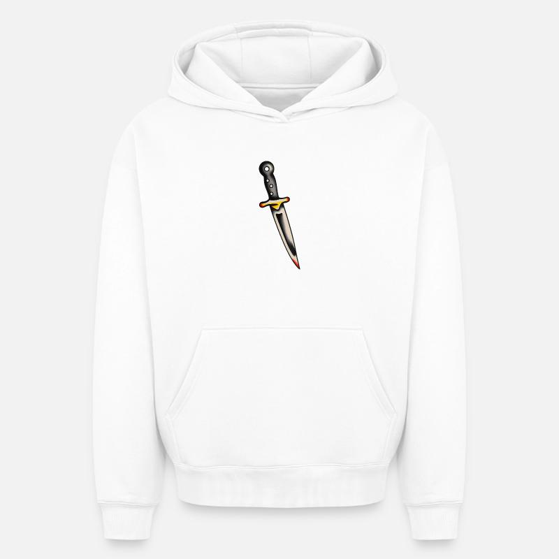 Dague de tatouage classique - Sweat à capuche unisexe oversize épais SPREAD - blanc