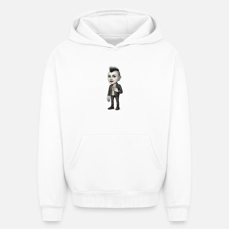 Mohawk Punker - Sweat à capuche unisexe oversize épais SPREAD - blanc