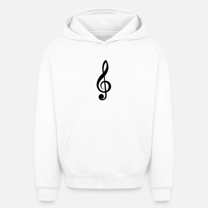Clé de sol - Sweat à capuche unisexe oversize épais SPREAD - blanc