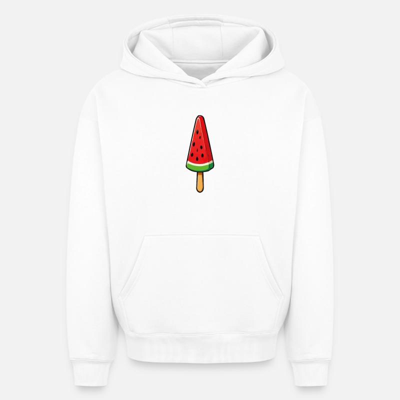 Glaces à la pastèque - Sweat à capuche unisexe oversize épais SPREAD - blanc