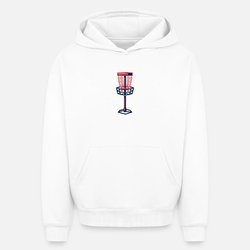 Disc Golf Basket Disc Disc Target - Sweat à capuche unisexe oversize épais SPREAD - blanc