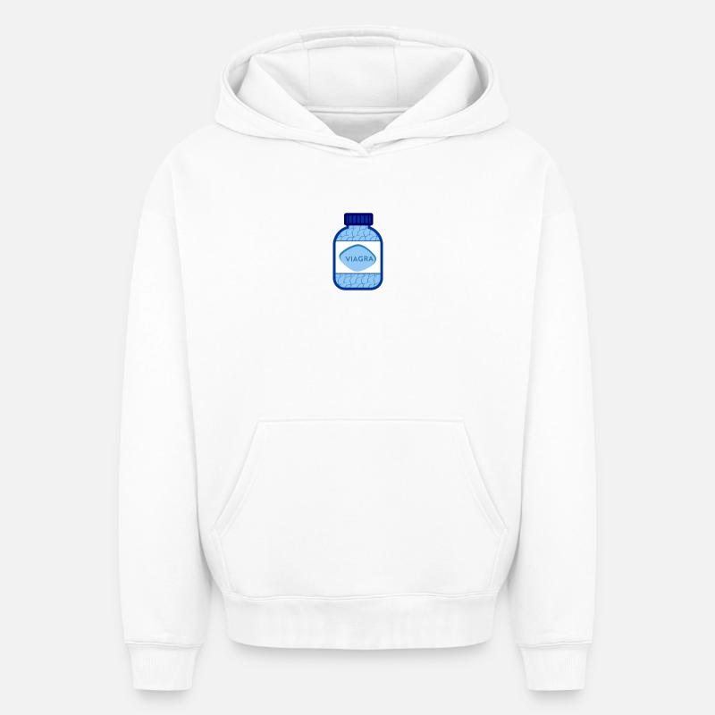 pot de viagra - Sweat à capuche unisexe oversize épais SPREAD - blanc