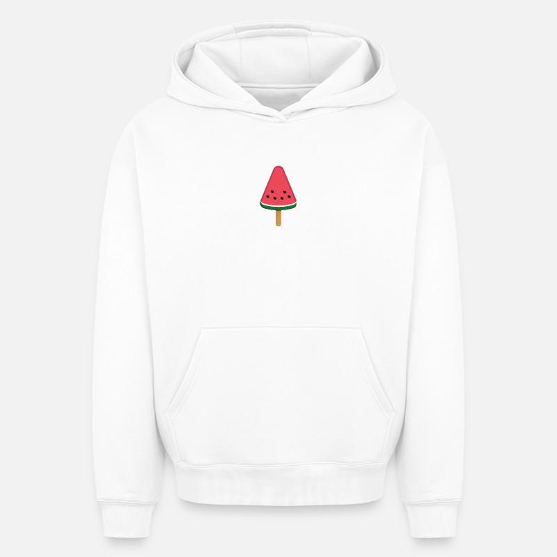 Tranche de popsicle à la pastèque - Sweat à capuche unisexe oversize épais SPREAD - blanc