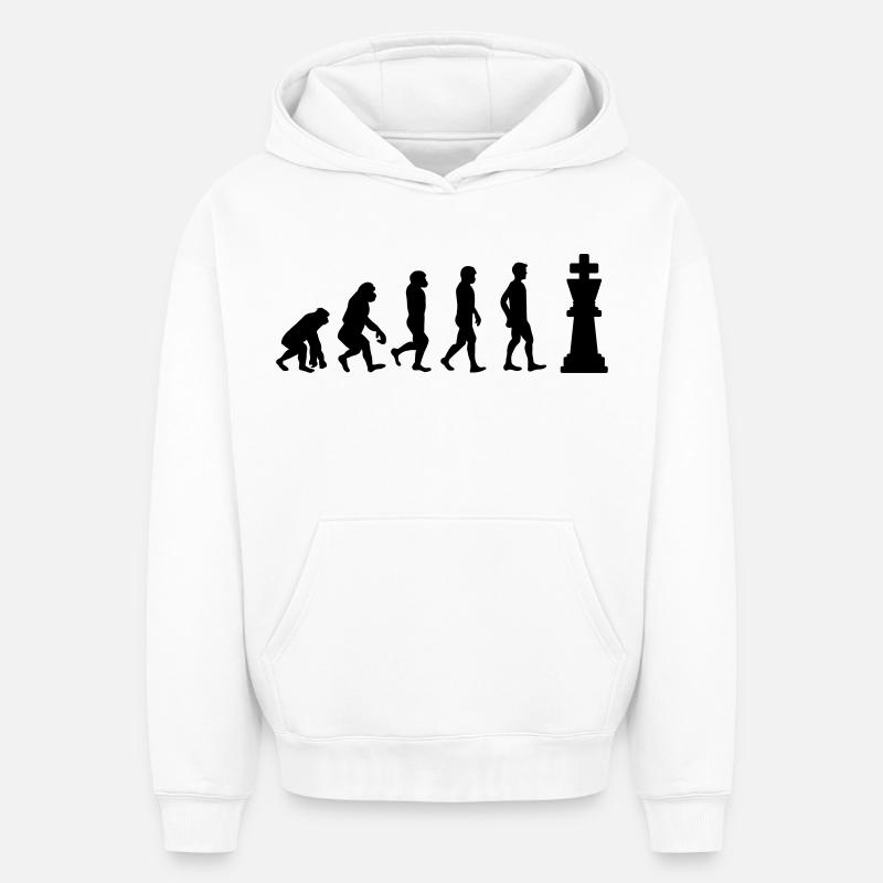 Evolution du jeu d’échecs - Sweat à capuche unisexe oversize épais SPREAD - blanc