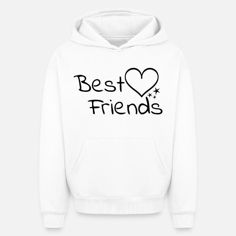 Meilleurs amis - Sweat à capuche unisexe oversize épais SPREAD - blanc
