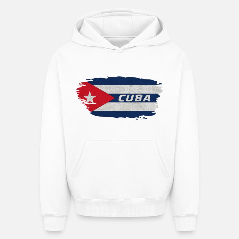 Cuba Drapeau / Caraïbe Cadeau - Sweat à capuche unisexe oversize épais SPREAD - blanc