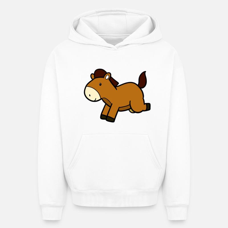 Cheval sautant - Sweat à capuche unisexe oversize épais SPREAD - blanc
