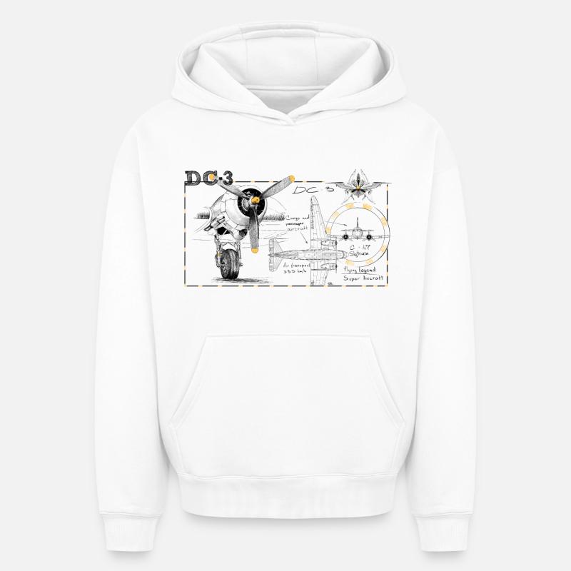 DC-3 - Sweat à capuche unisexe oversize épais SPREAD - blanc