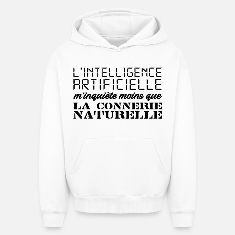 Intelligence artificielle - Sweat à capuche unisexe oversize épais SPREAD - blanc