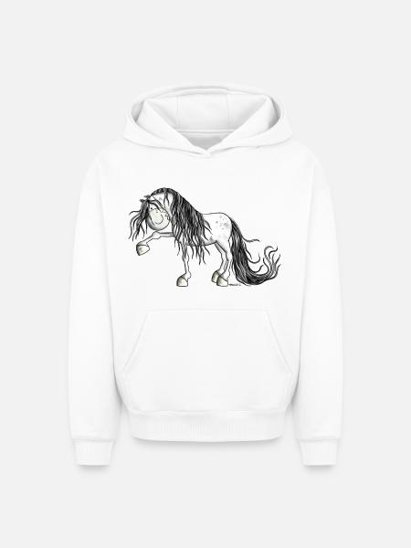 Andalusian Horse - Oversized Heavyweight Unisex Hoodie - white