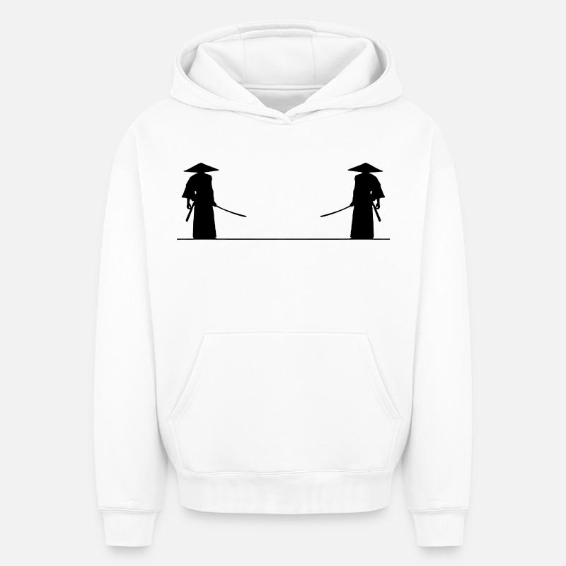 Bataille de samouraï - Sweat à capuche unisexe oversize épais SPREAD - blanc