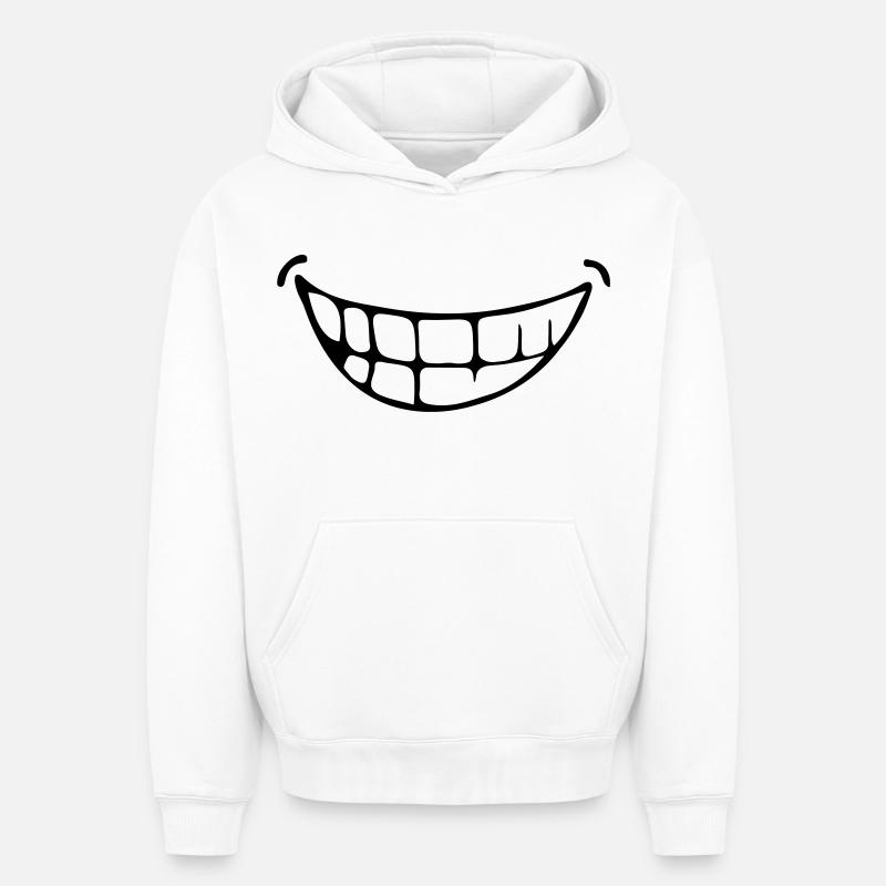 sourire - Sweat à capuche unisexe oversize épais SPREAD - blanc