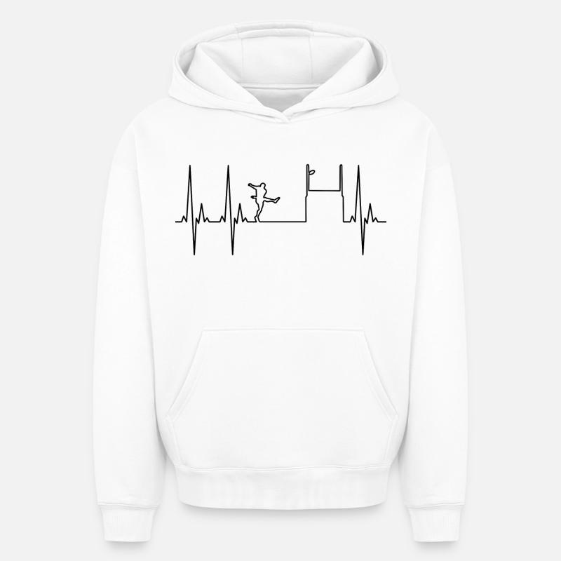 Électrocardiogramme Rugby - Sweat à capuche unisexe oversize épais SPREAD - blanc