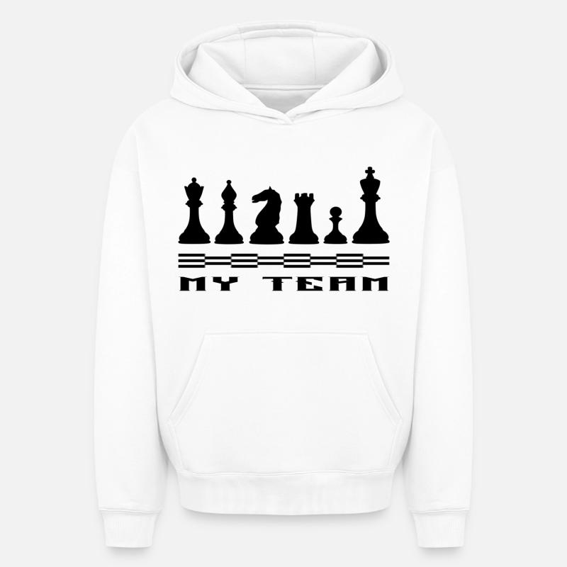 Échecs - Sweat à capuche unisexe oversize épais SPREAD - blanc