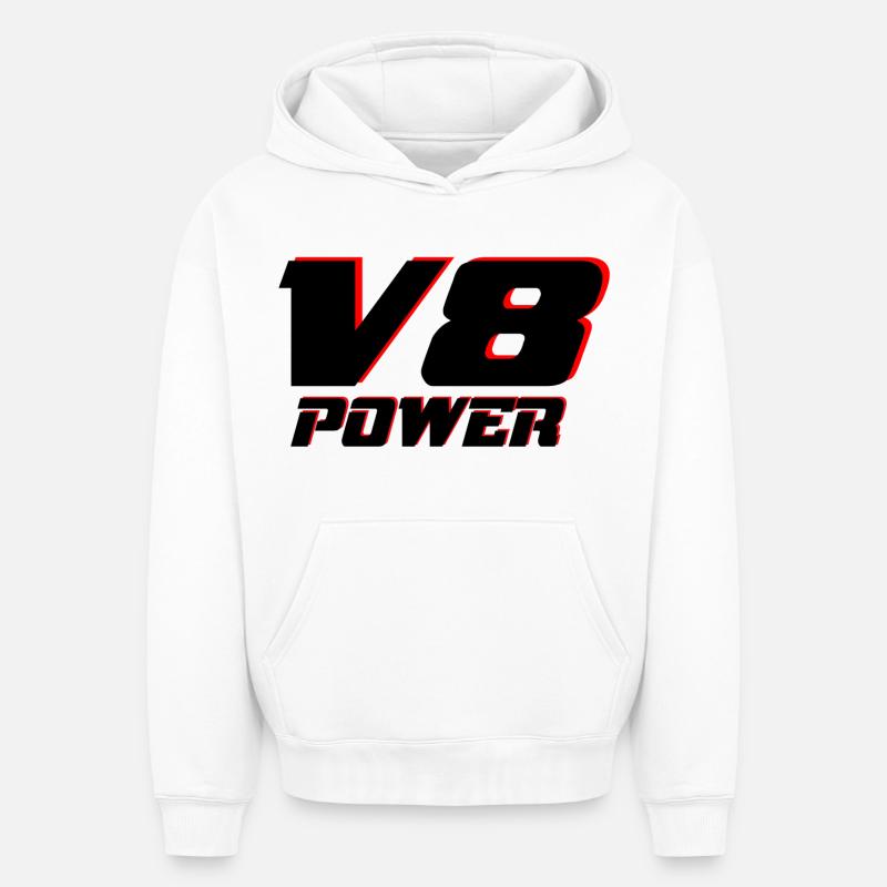 V8 - Sweat à capuche unisexe oversize épais SPREAD - blanc