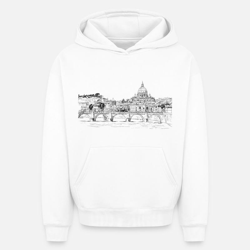 Rome - Sweat à capuche unisexe oversize épais SPREAD - blanc