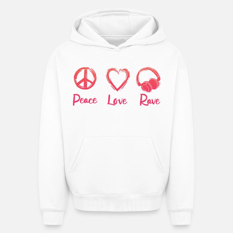 Rave Party - Sweat à capuche unisexe oversize épais SPREAD - blanc