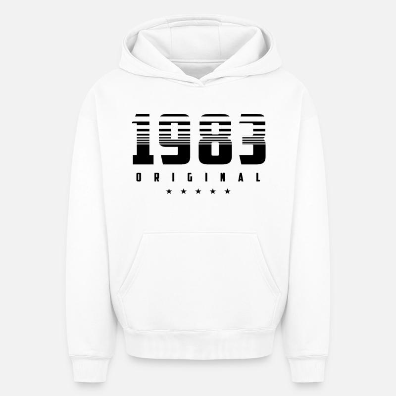Né en 1983 l’original - Sweat à capuche unisexe oversize épais SPREAD - blanc