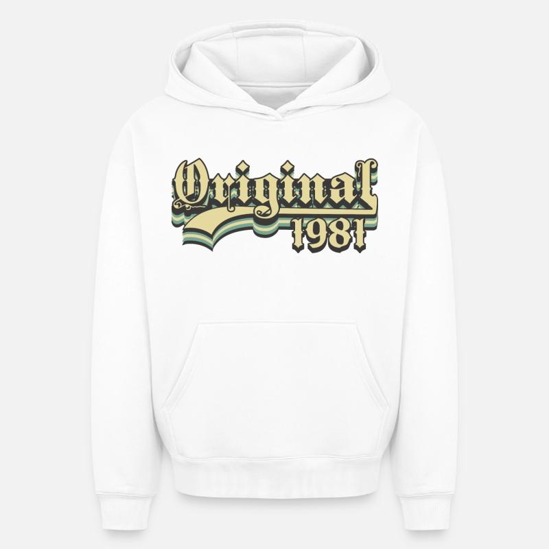 Né en 1981 - Sweat à capuche unisexe oversize épais SPREAD - blanc