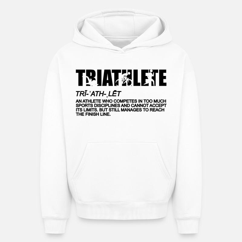 Définition du triathlon - Sweat à capuche unisexe oversize épais SPREAD - blanc