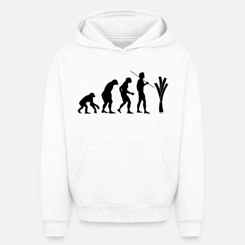 évolution du poireau - Sweat à capuche unisexe oversize épais SPREAD - blanc