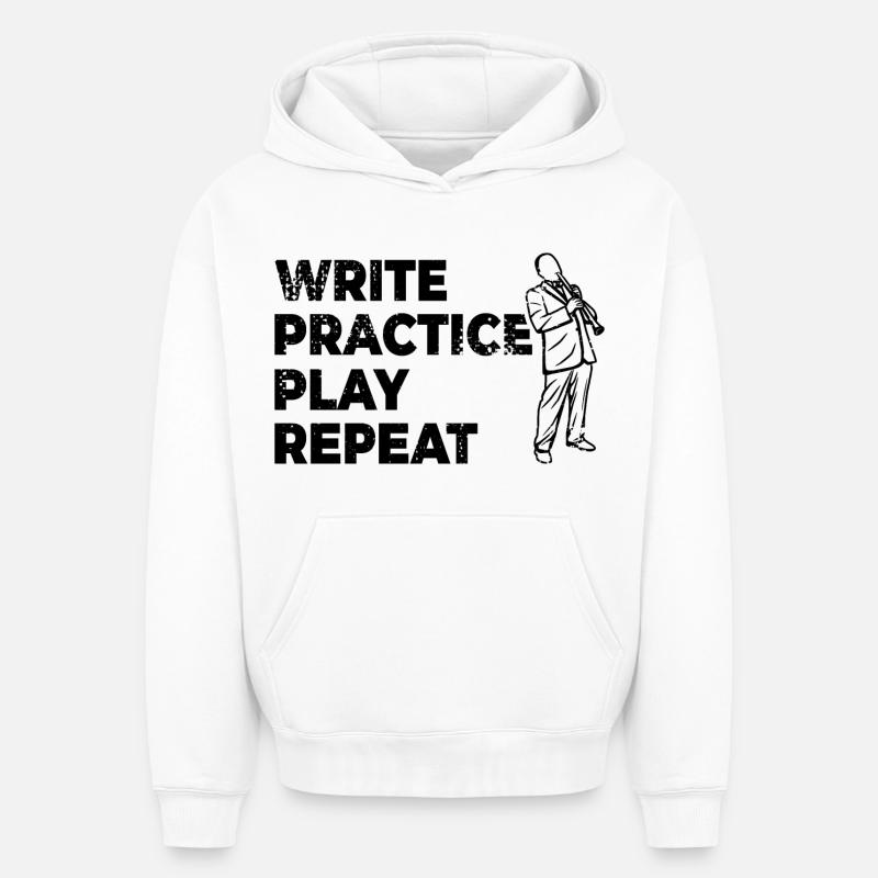 Motiver l’expression clarinette - Sweat à capuche unisexe oversize épais SPREAD - blanc