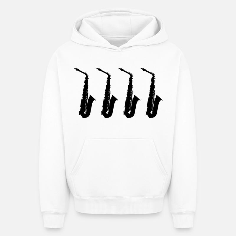 Saxophone - Sweat à capuche unisexe oversize épais SPREAD - blanc