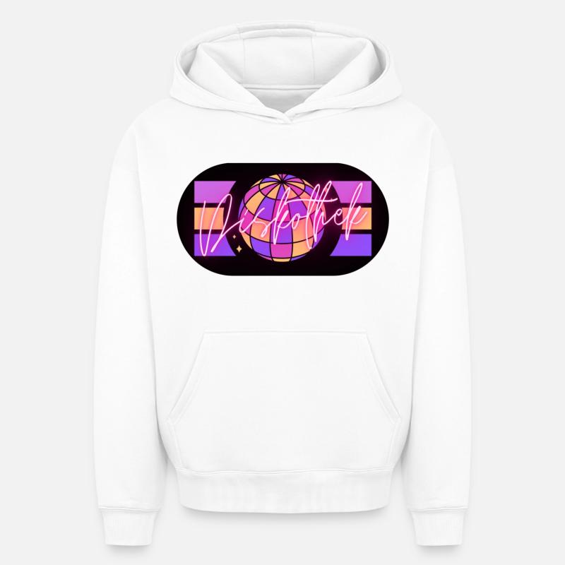 Discothèque - Sweat à capuche unisexe oversize épais SPREAD - blanc