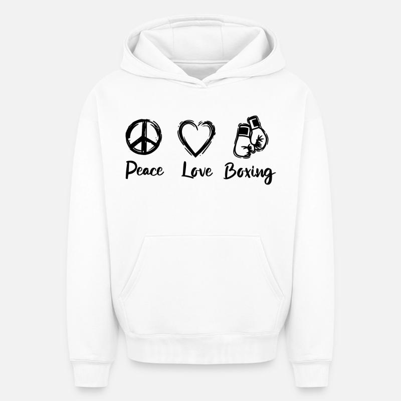 Amour Boxer - Sweat à capuche unisexe oversize épais SPREAD - blanc