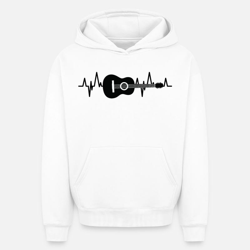 ECG guitare - Sweat à capuche unisexe oversize épais SPREAD - blanc