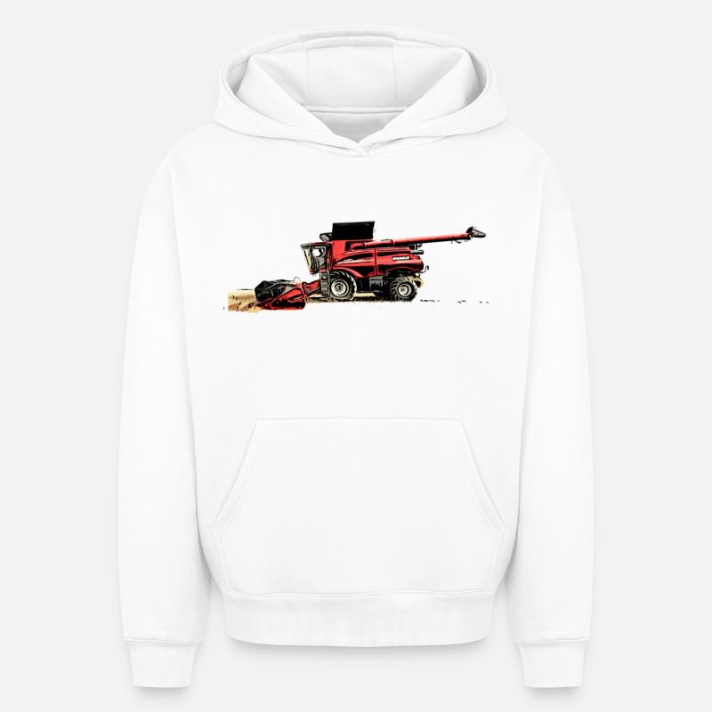 Moissonneur - Sweat à capuche unisexe oversize épais SPREAD - blanc