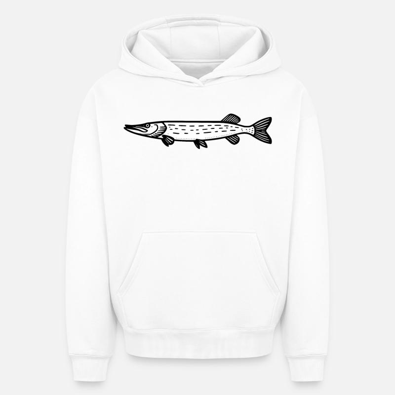 Brochet 01 - Sweat à capuche unisexe oversize épais SPREAD - blanc