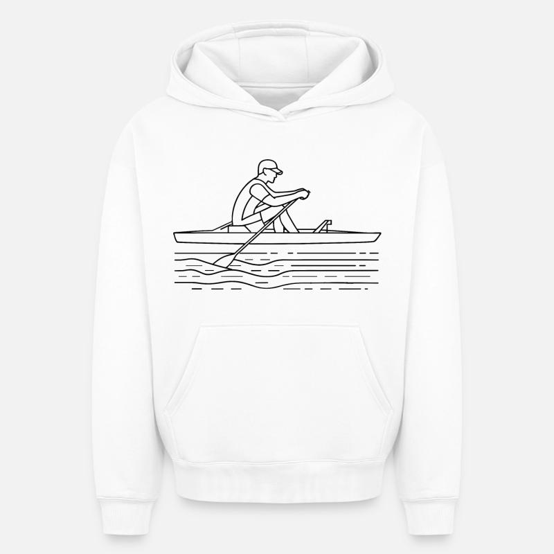 Dessin du rameur - Sweat à capuche unisexe oversize épais SPREAD - blanc
